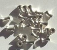 25 6mm Bright Silver Plated Dog Bone / Flared Tube Beads